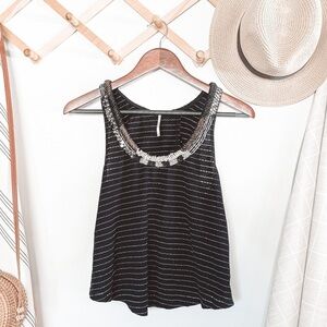 Free People Beaded Striped Tank Top